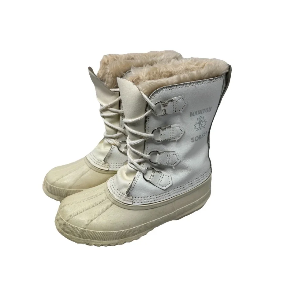 🔥Vintage 🍁Sorel‎ Wool Lined Manitou 🖤Winter Boots Fur Trim Made in Canada 9